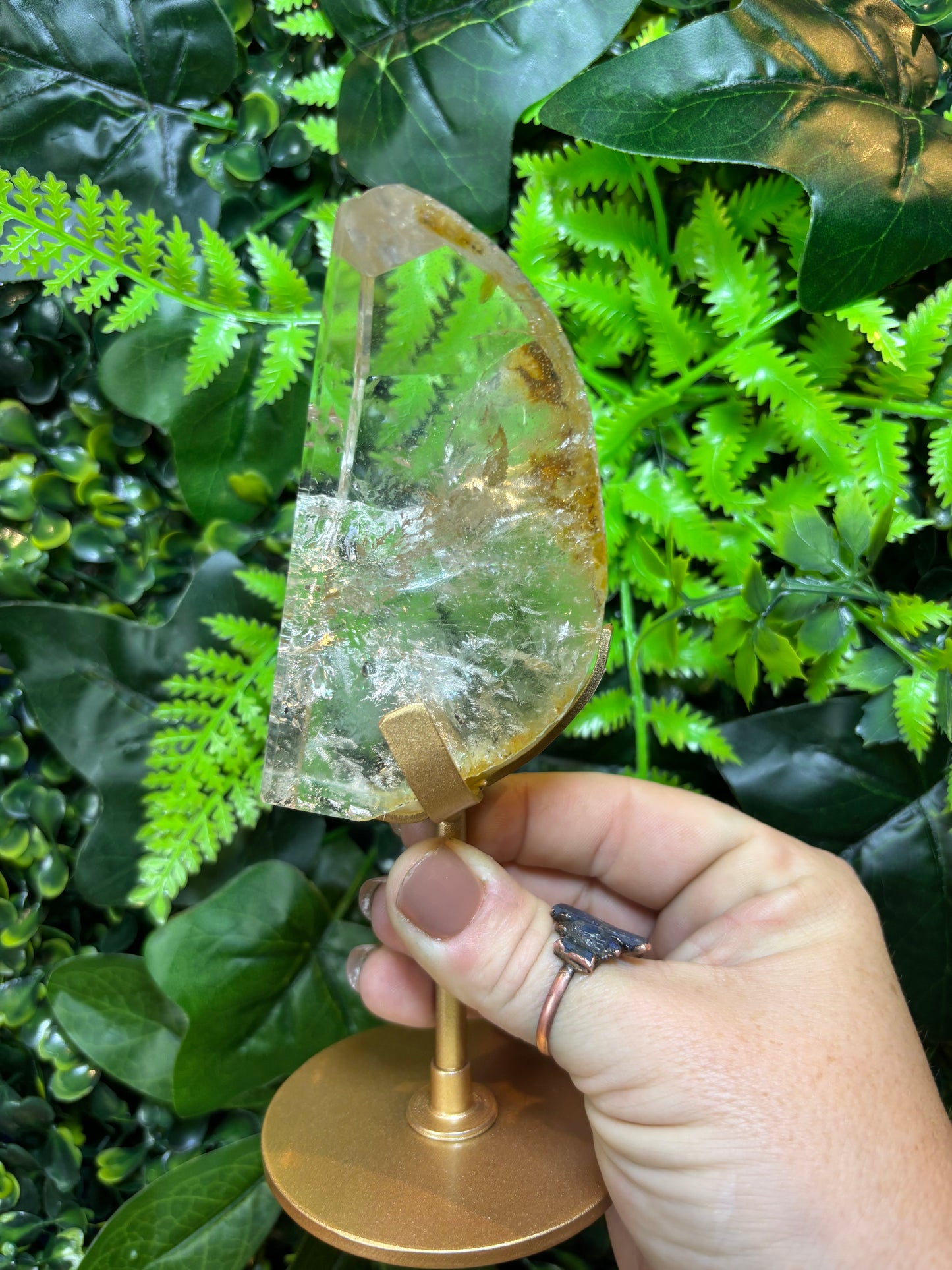 Part raw Golden Healer free form on custom stand