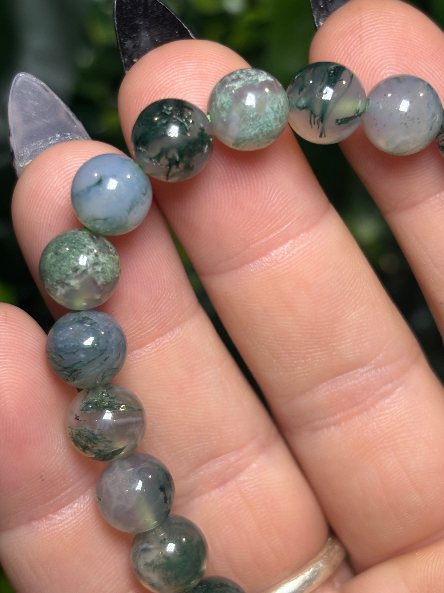 Moss Agate beaded bracelet - 8mm