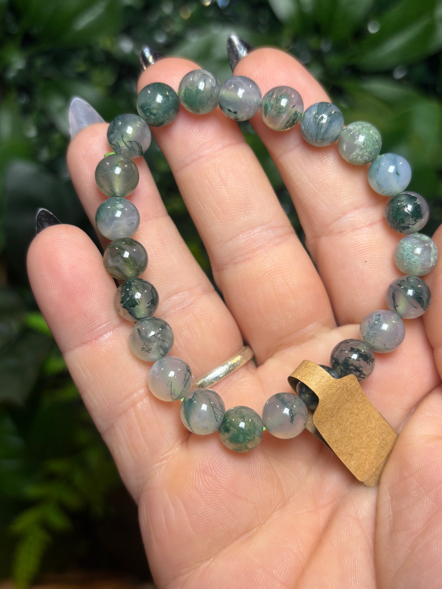 Moss Agate beaded bracelet - 8mm