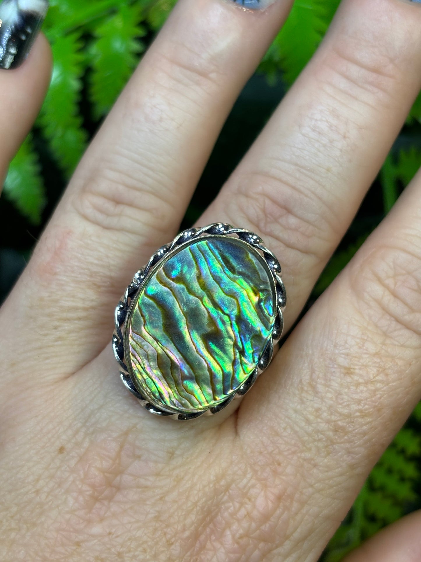 Paua shell large oval statement ring
