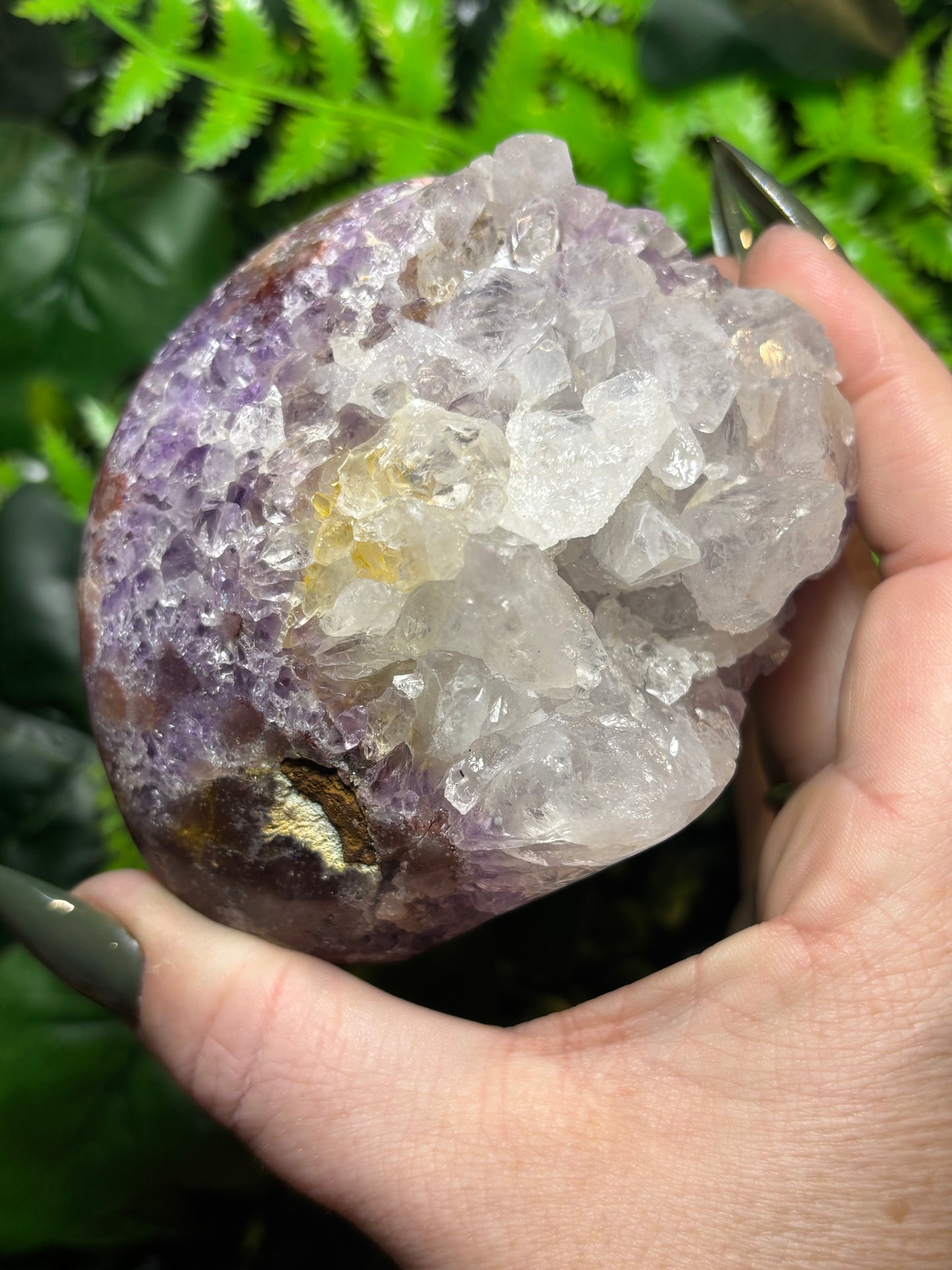 Brazilian Pink Amethyst freeform with Quartz