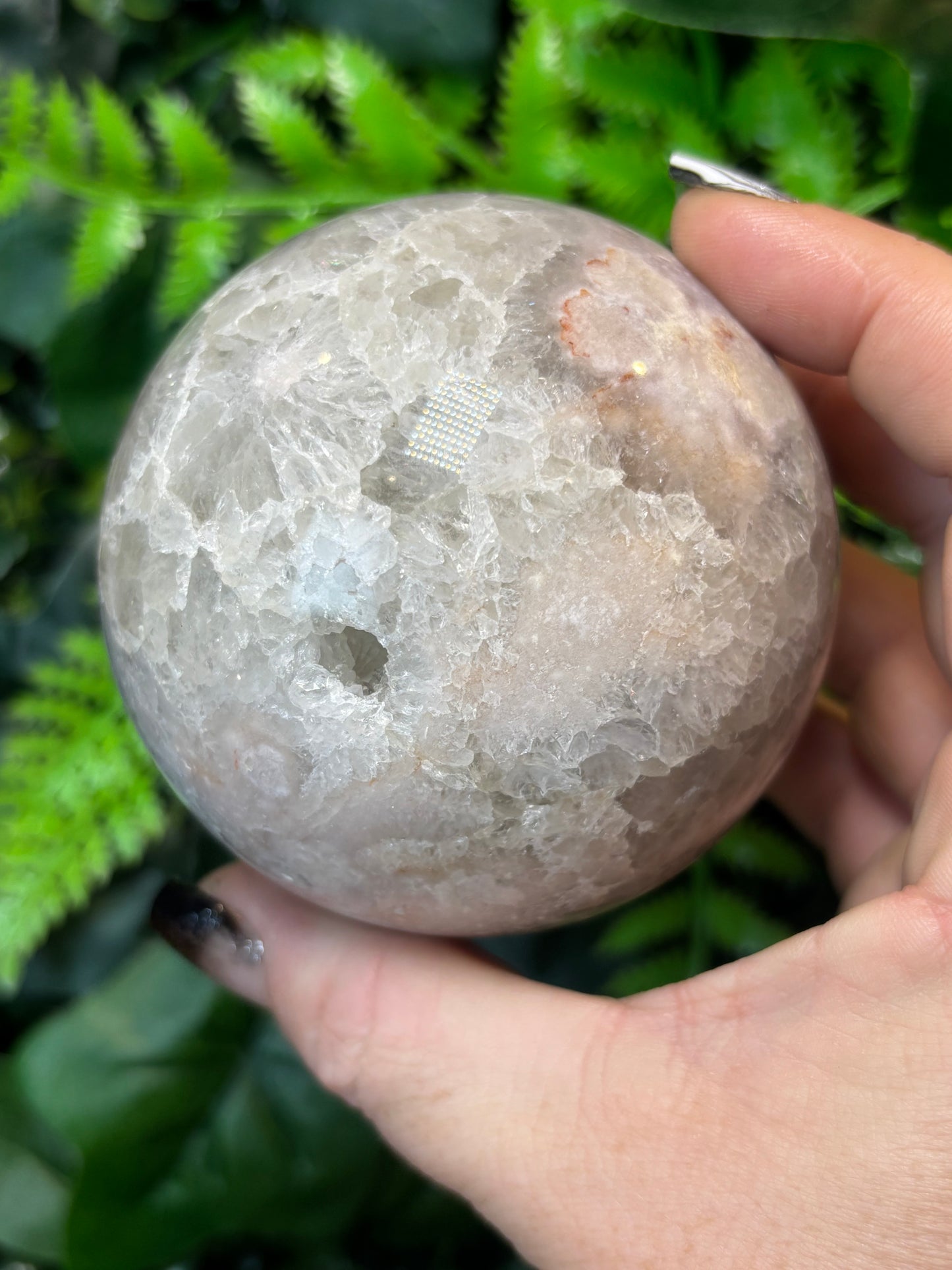 Green Quartz X Flower Agate sphere