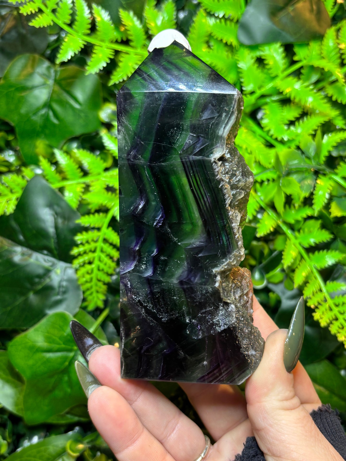 Dark Rainbow Fluorite tower - Raw edge - A