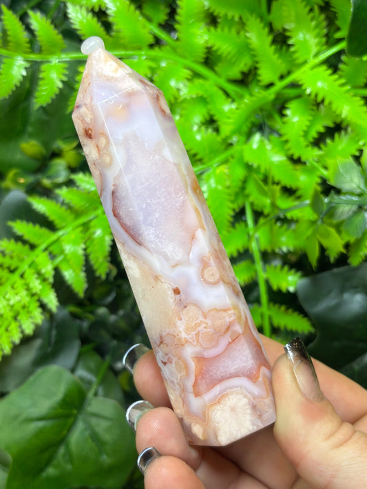 Carnelian X Flower Agate tower - A