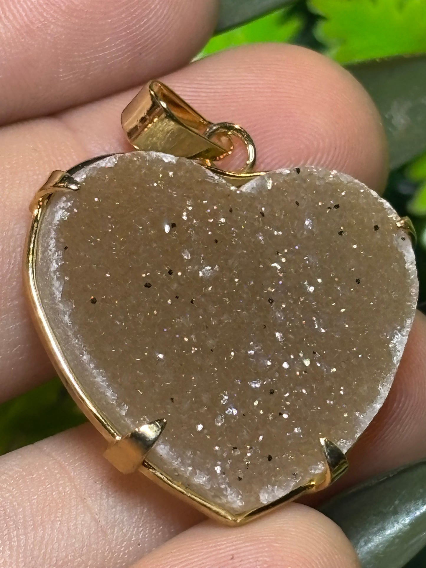 Sugar druzy Rainbow Amethyst heart pendants - gold - various