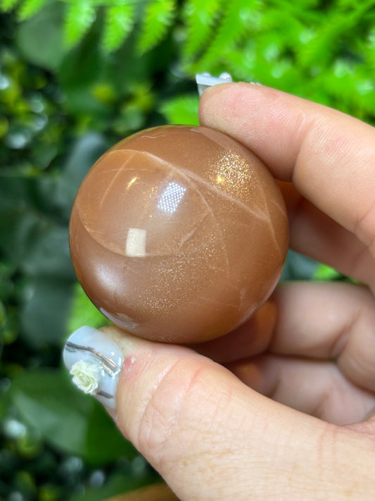Sunstone in Peach Moonstone sphere