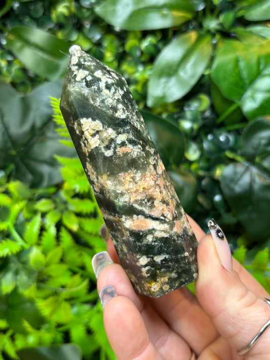 Green Tourmaline X Sunstone tower