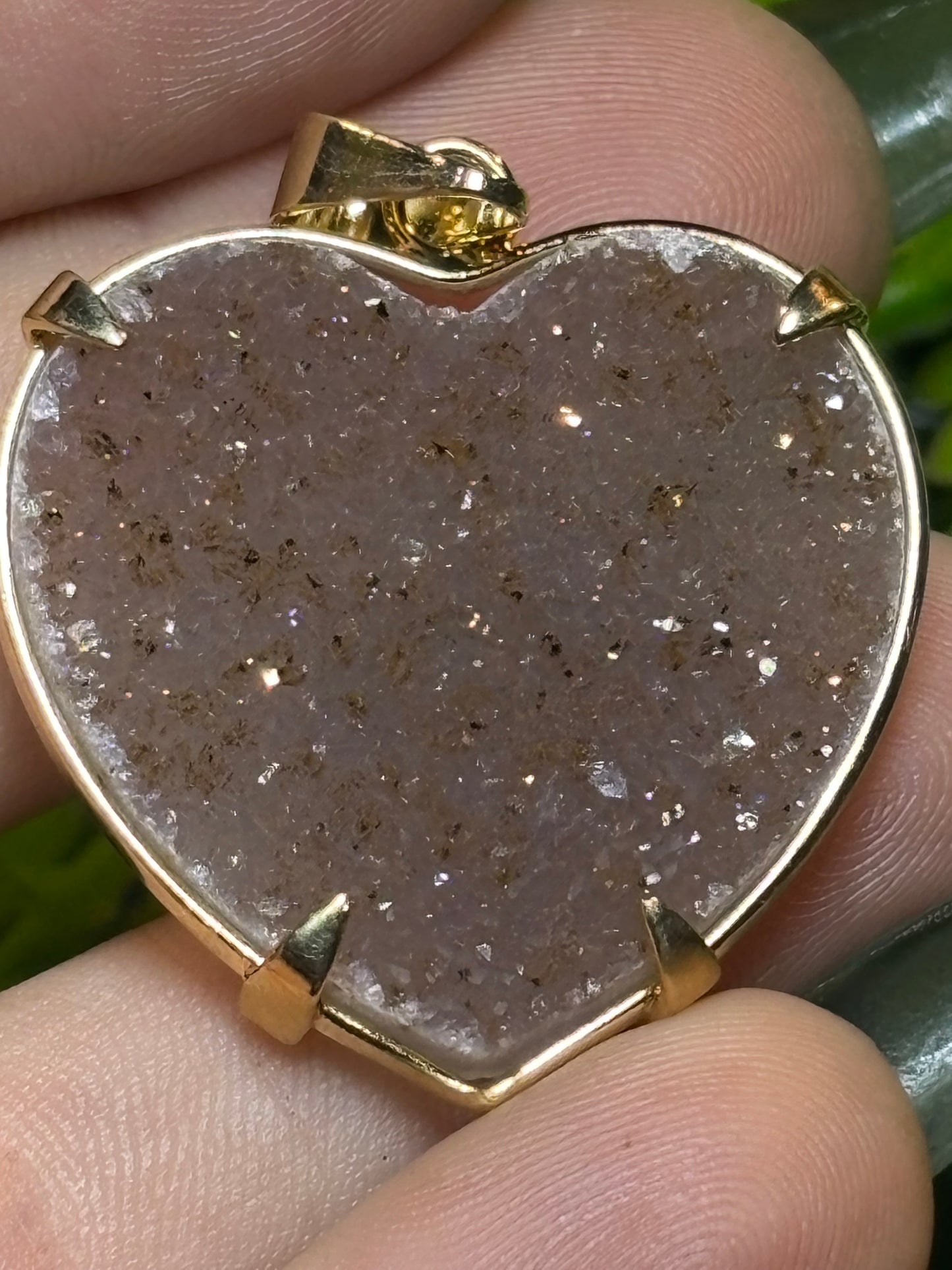 Sugar druzy Rainbow Amethyst heart pendants - gold - various