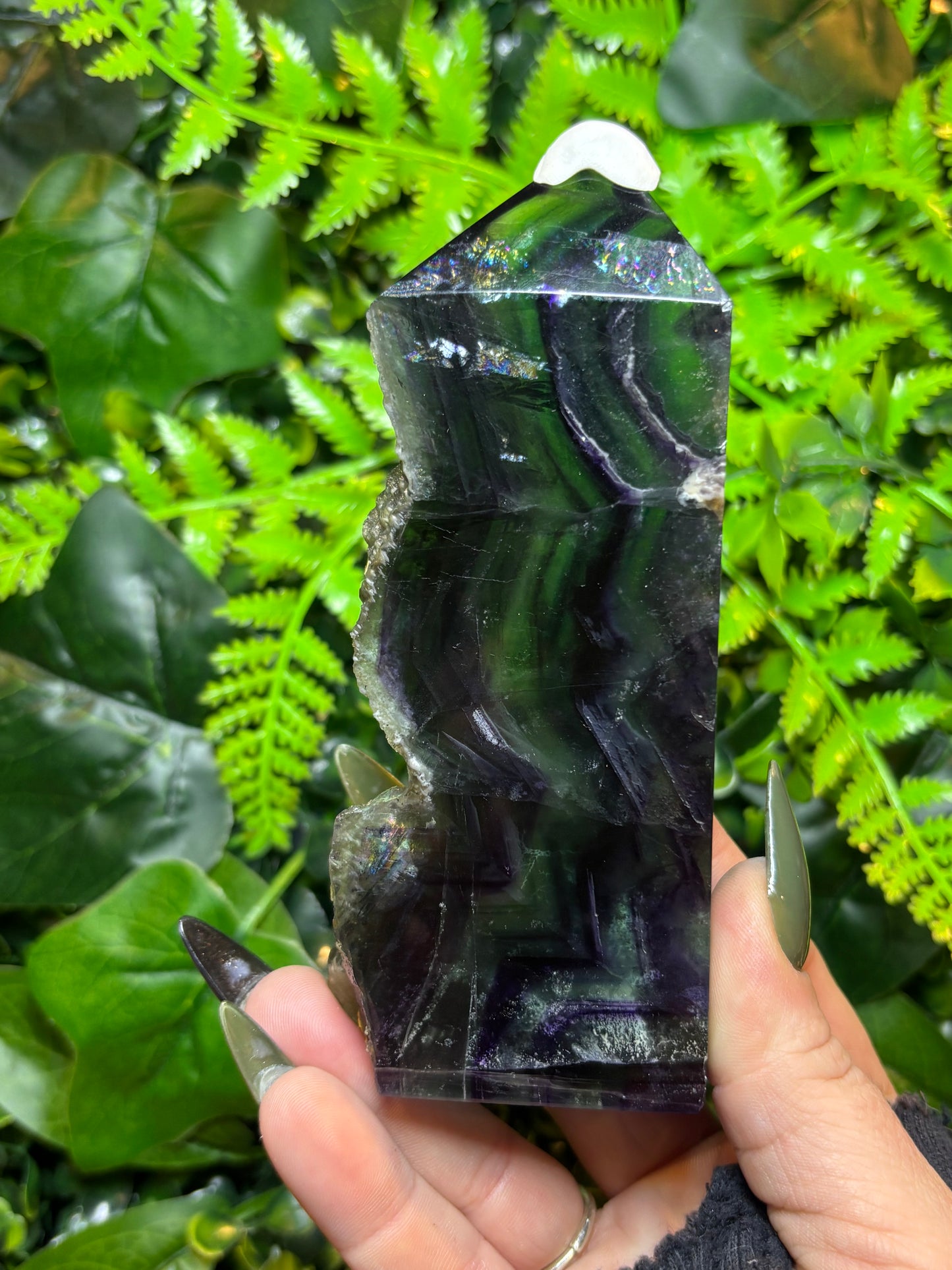 Dark Rainbow Fluorite tower - Raw edge - A