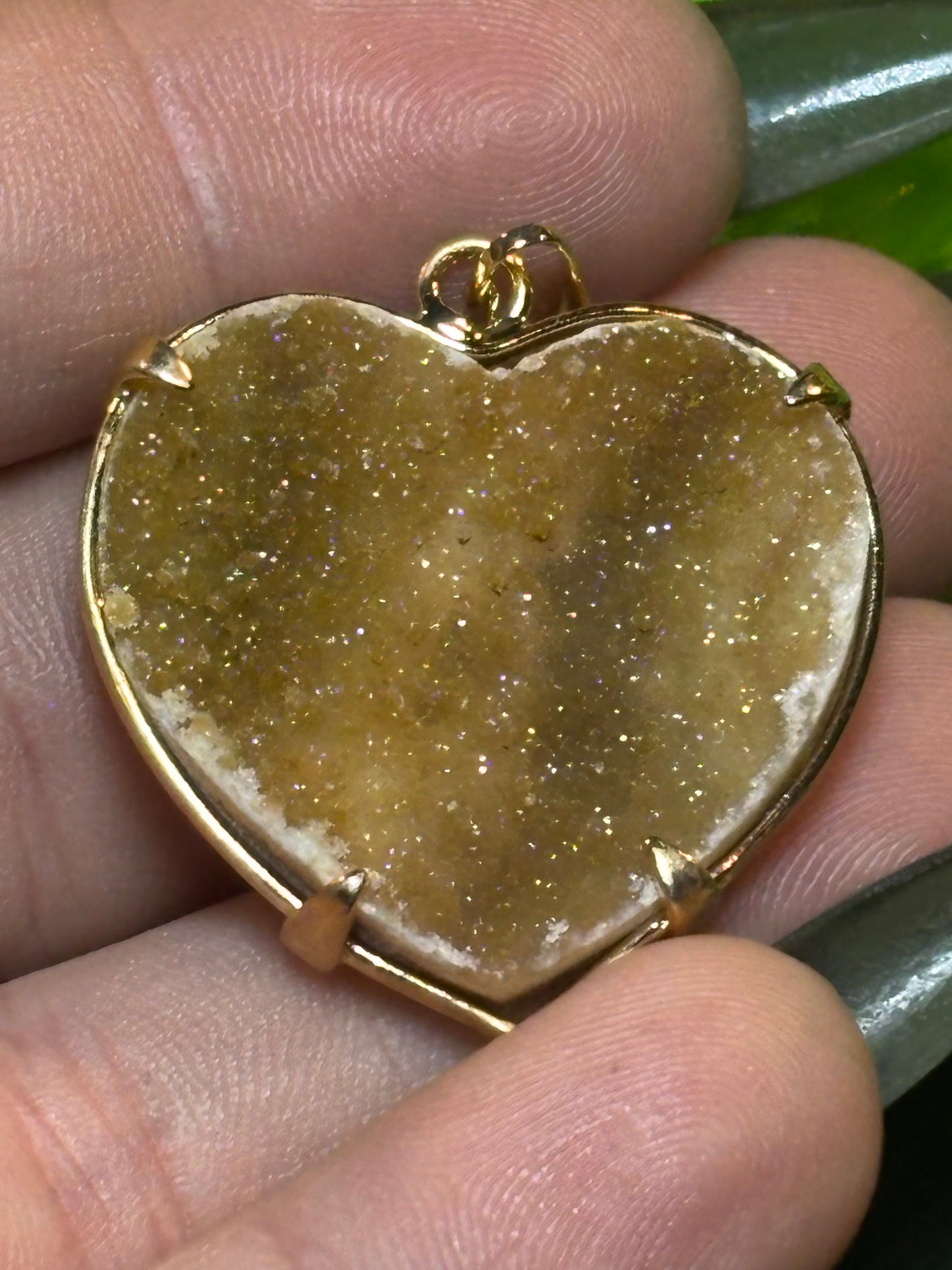 Sugar druzy Rainbow Amethyst heart pendants - gold - various