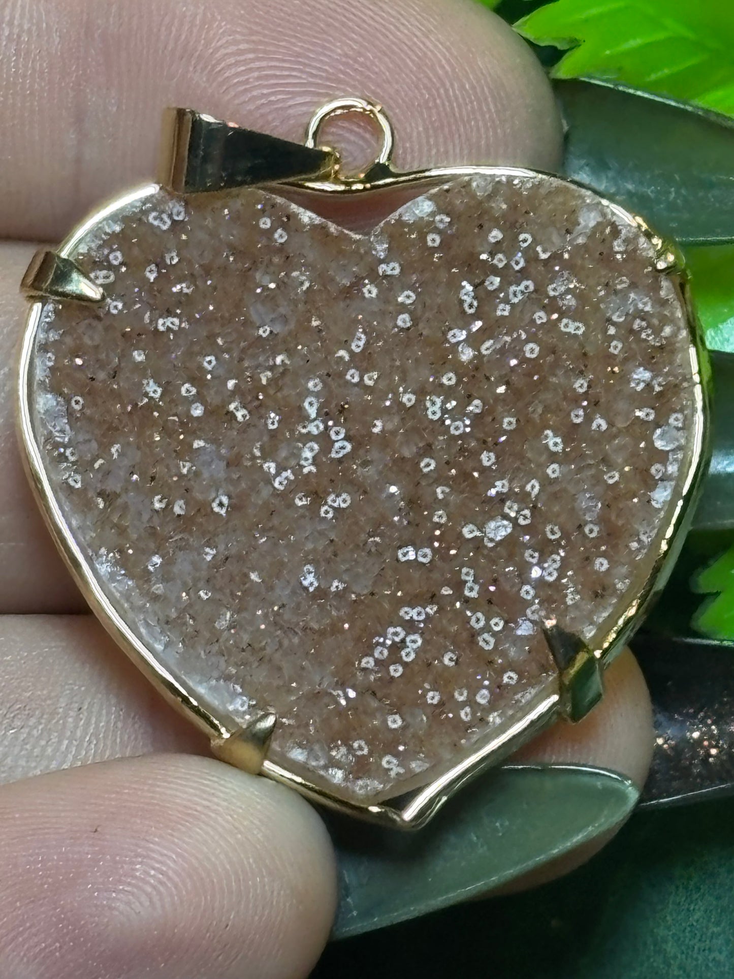 Sugar druzy Rainbow Amethyst heart pendants - gold - various