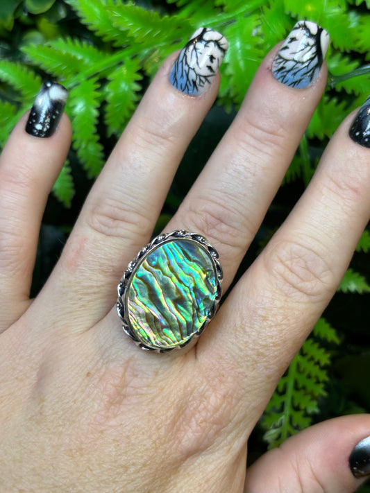 Paua shell large oval statement ring