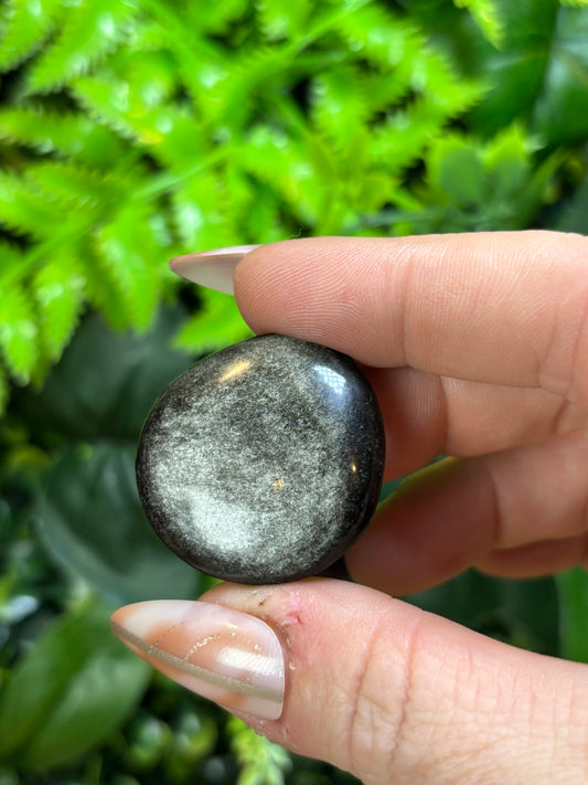 Mermaid coin - Silver sheen Obsidian