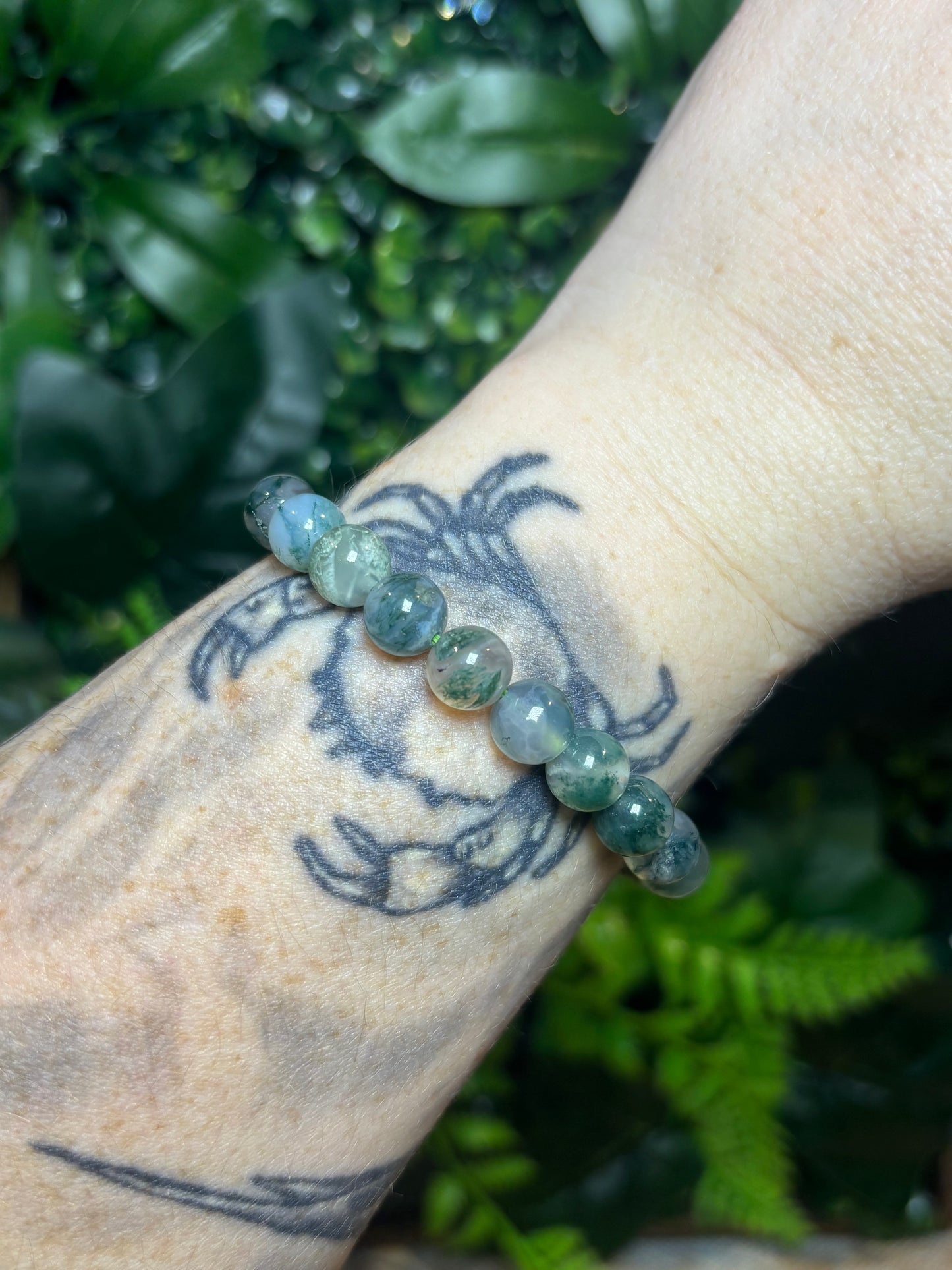 Moss Agate beaded bracelet - 8mm