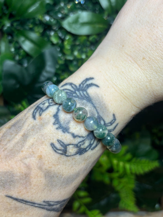 Moss Agate beaded bracelet - 8mm