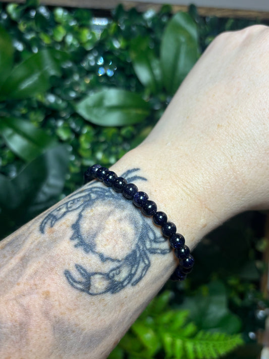 Blue Sandstone (manmade) beaded bracelet - 6mm