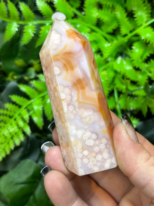 Carnelian X Flower Agate tower - B