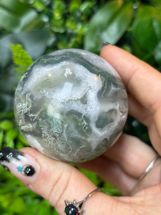 Druzy Moss Agate sphere
