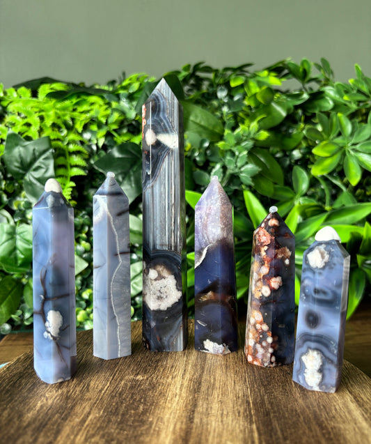 Blue flower agate towers