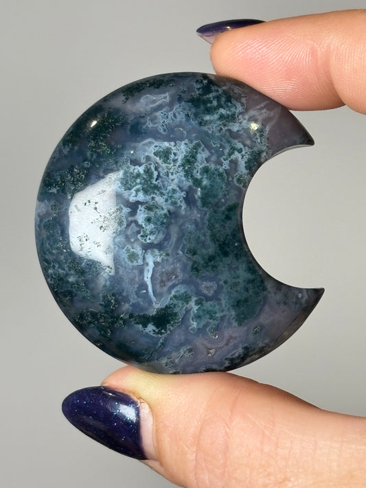 Moss agate small moon