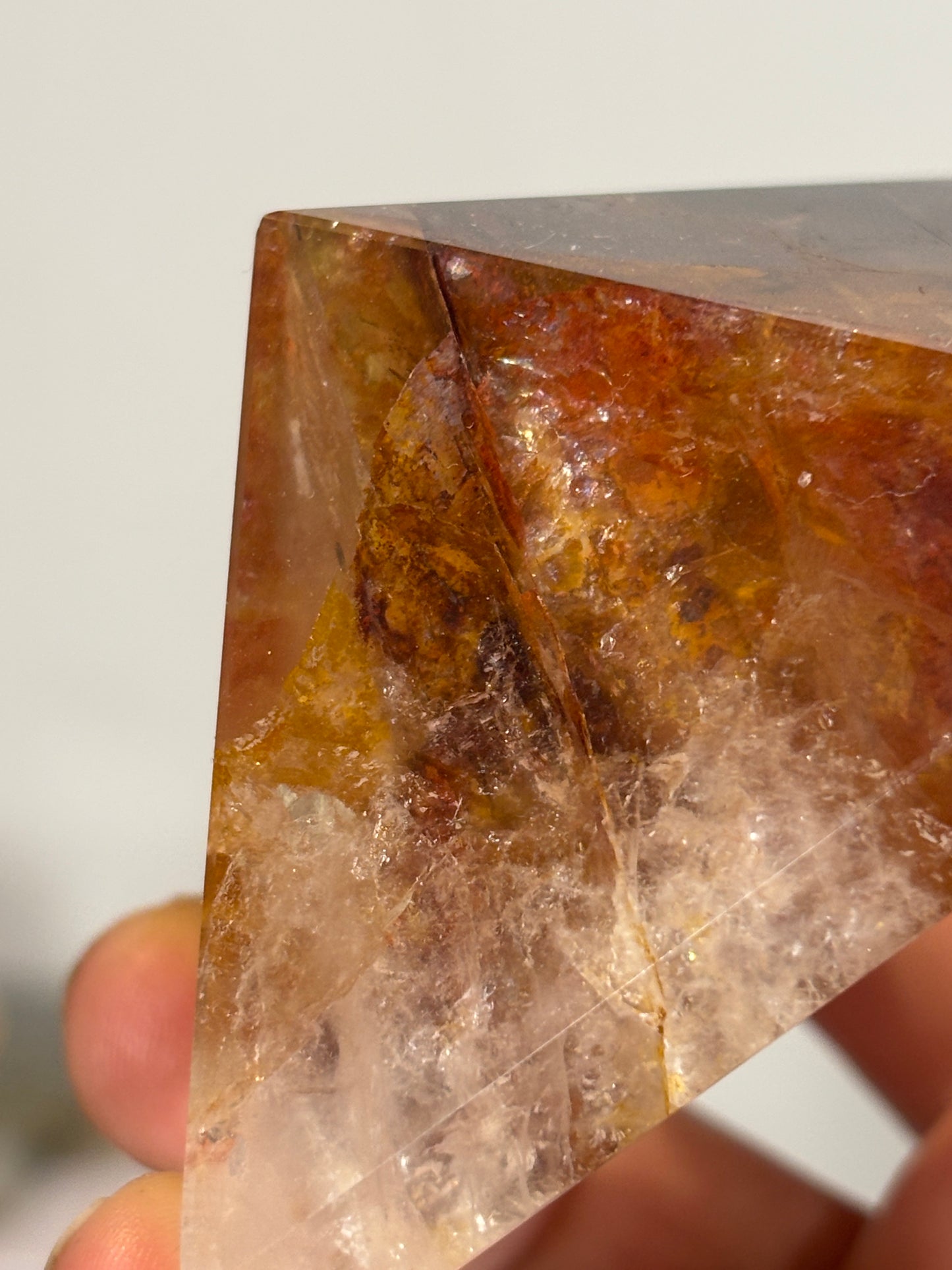 Fire quartz X Golden healer pyramid