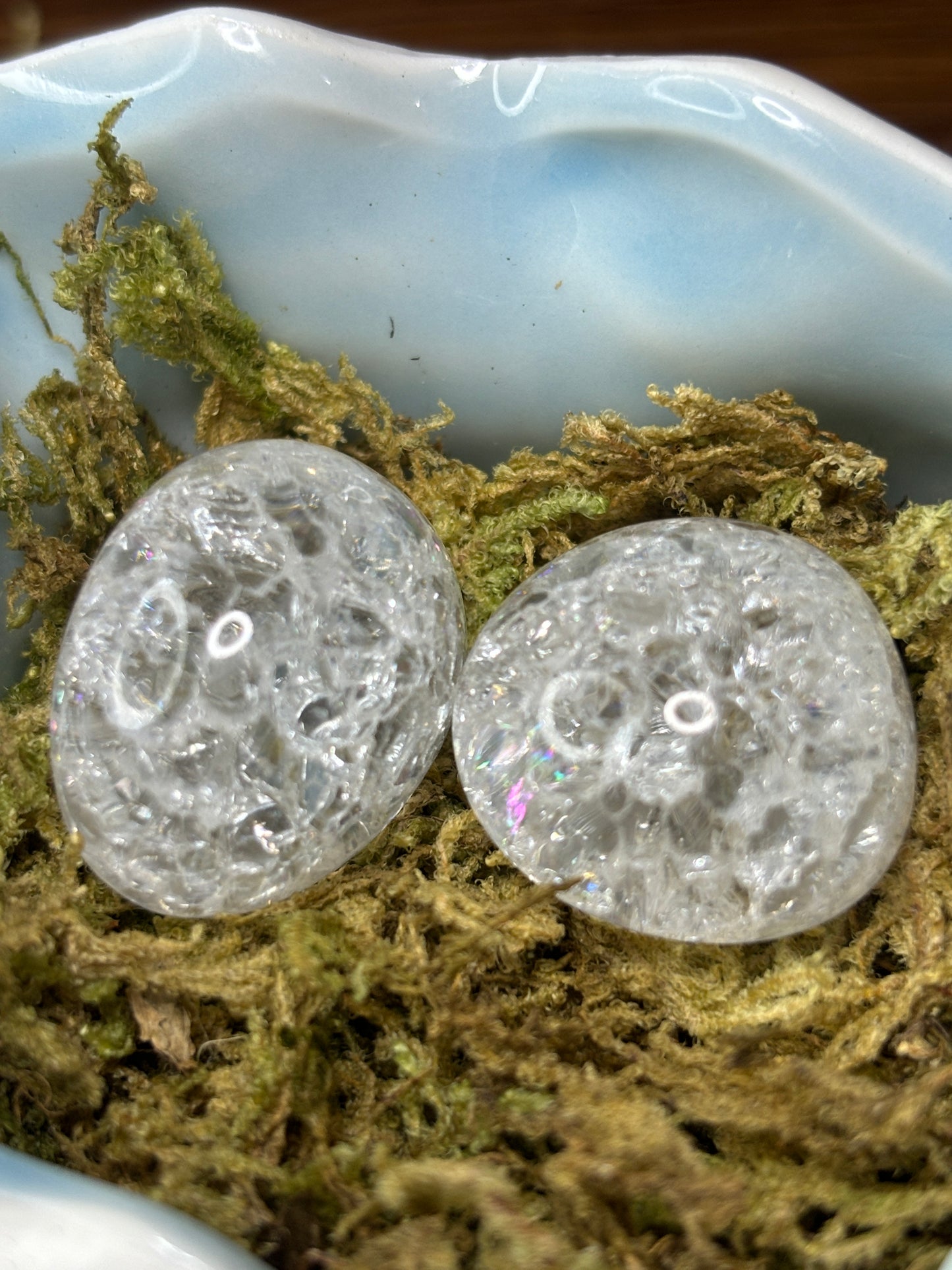 Crackle clear quartz tumble stone