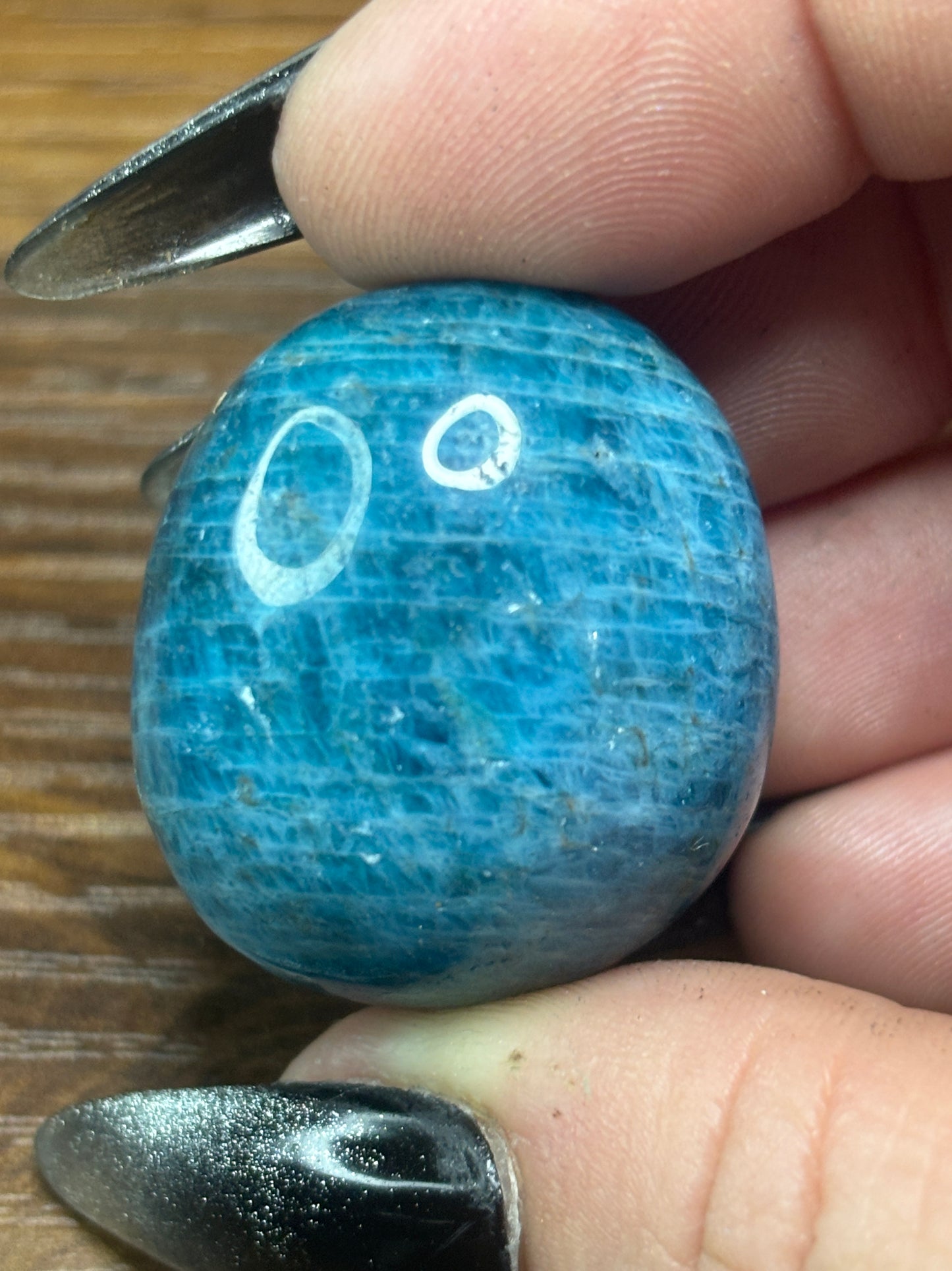 Blue apatite tumble stone