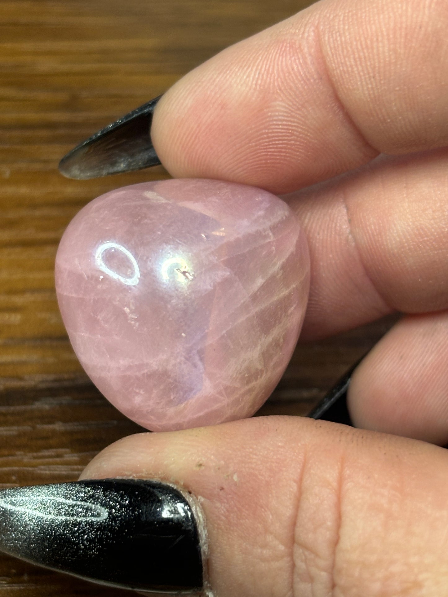 Aura rose quartz tumble stone