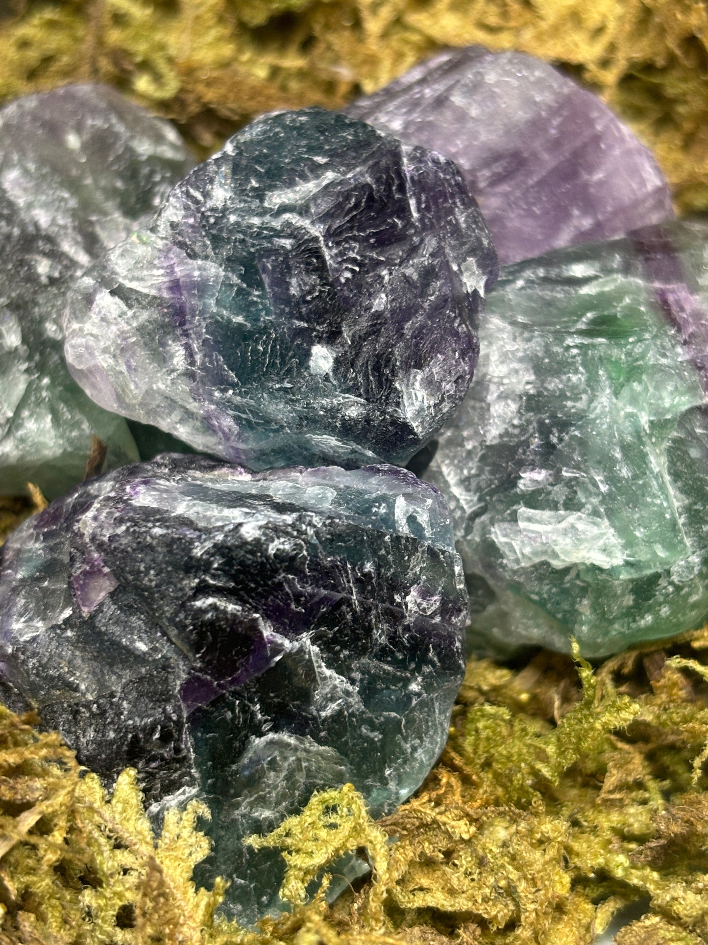 Raw rainbow fluorite