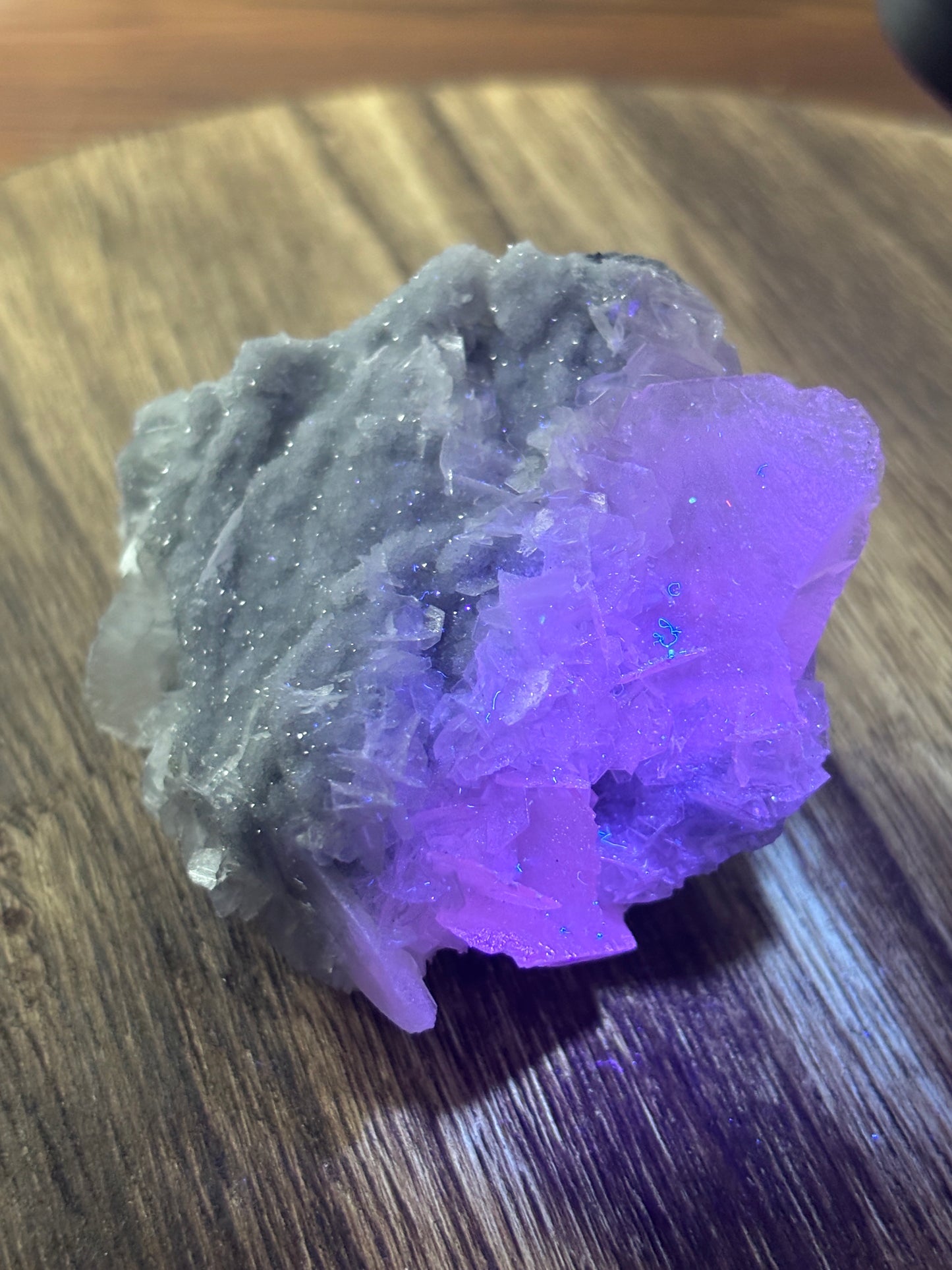 Calcite on druzy chalcedony