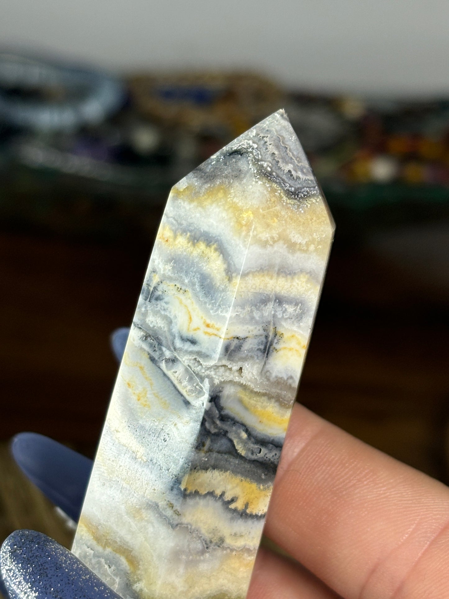 Medium crazy lace agate tower