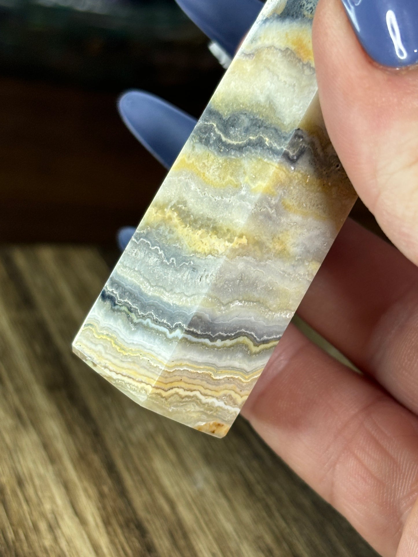 Medium crazy lace agate tower