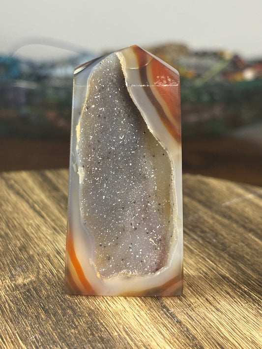 Druzy carnelian tower