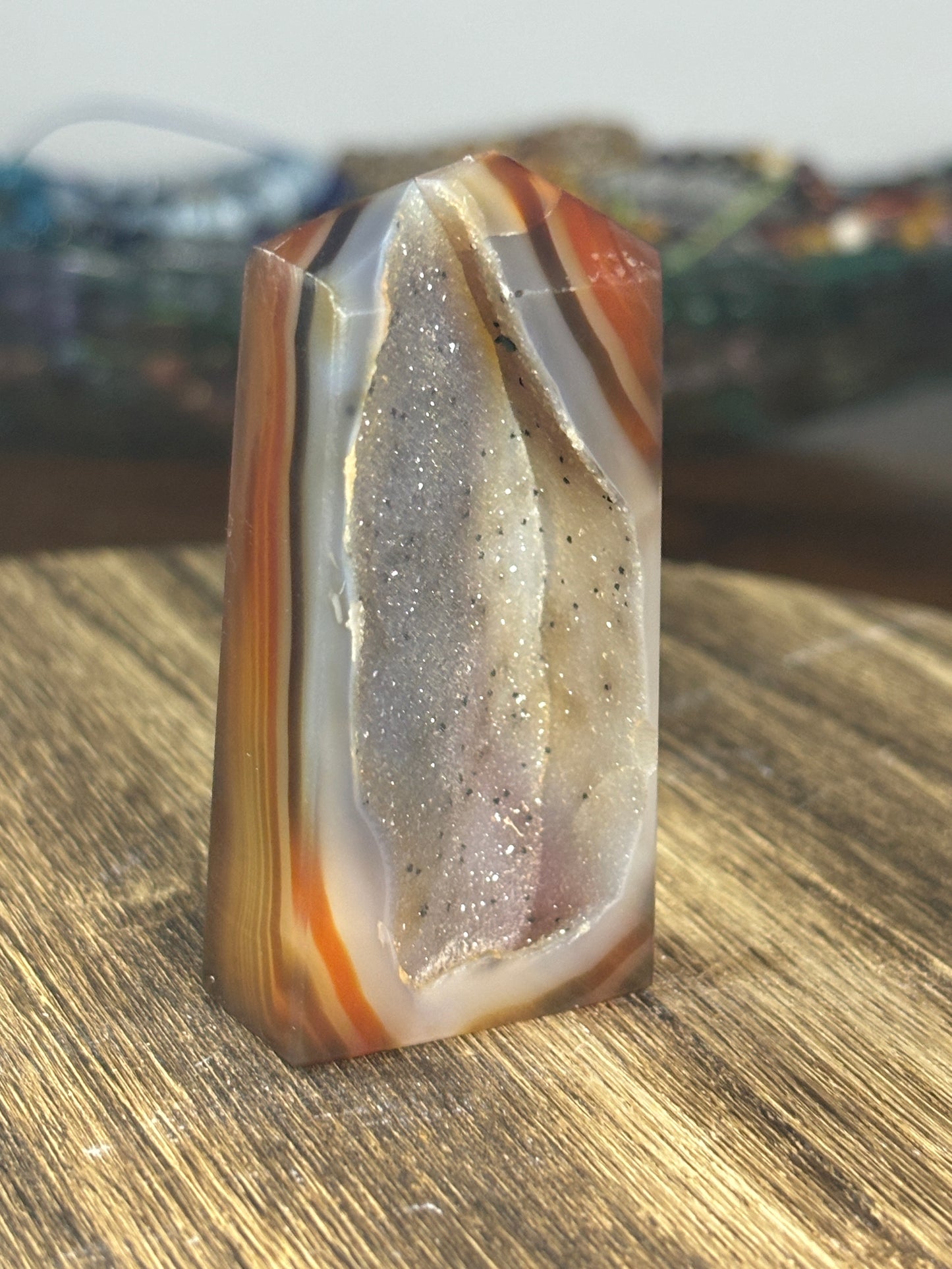 Druzy carnelian tower