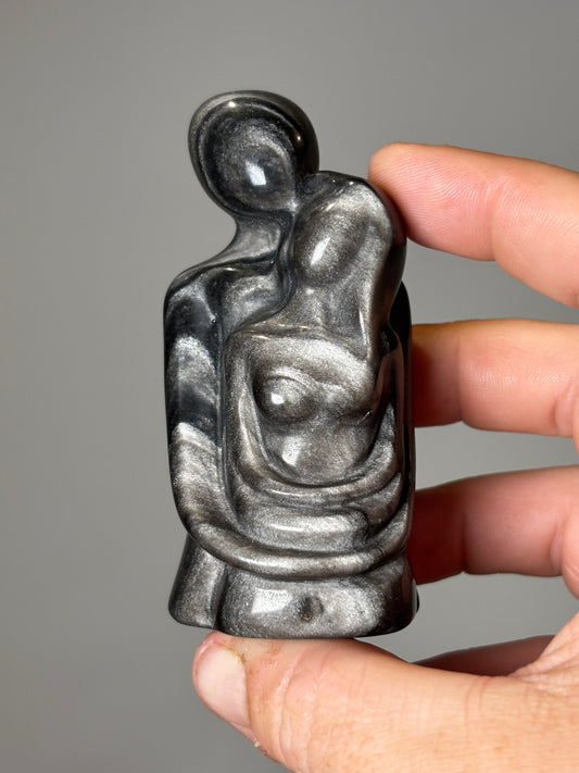 Silver sheen obsidian couple