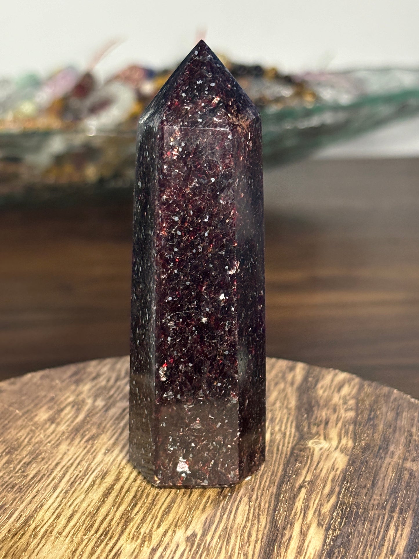 Red lepidolite tower 1