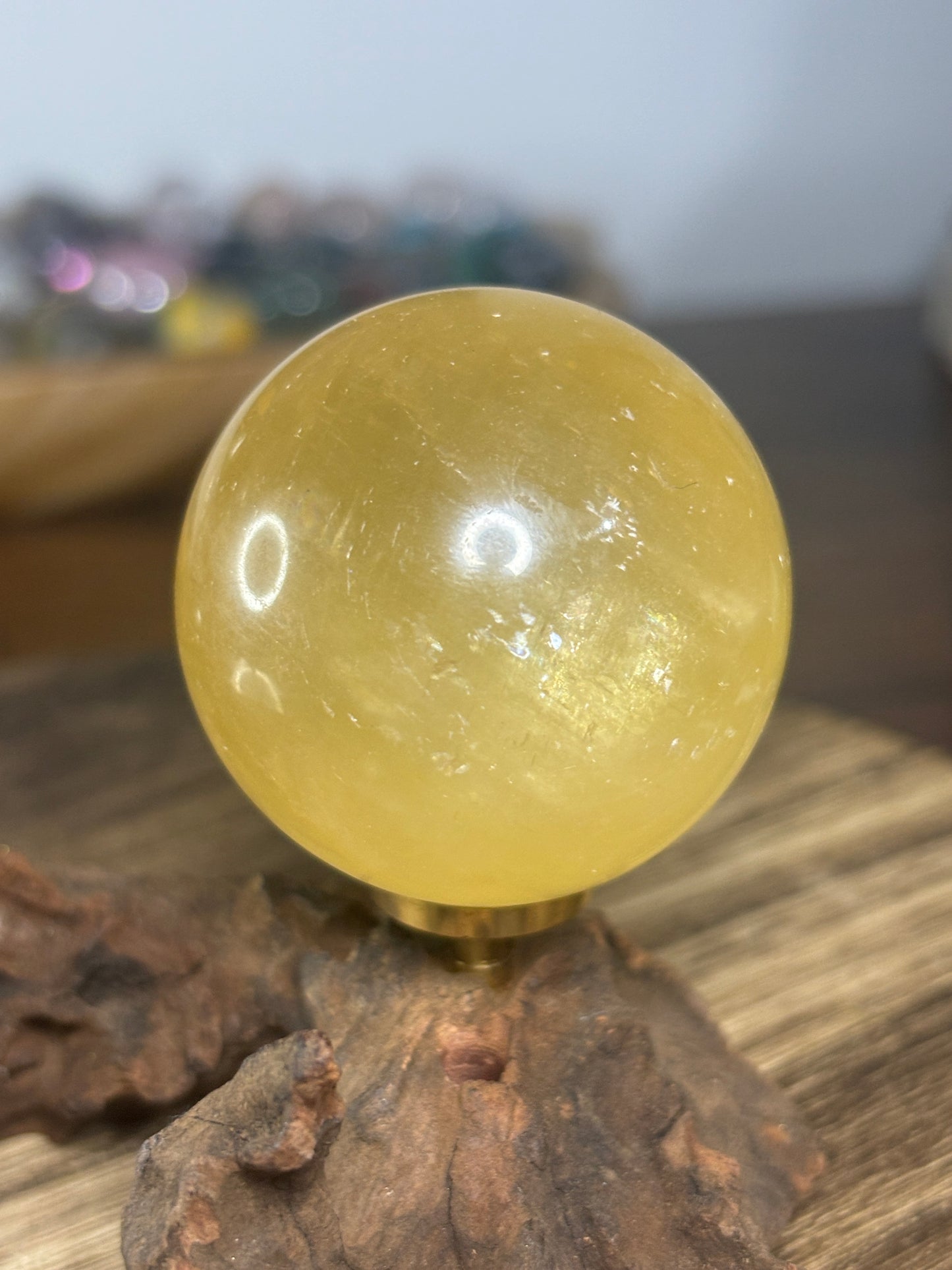 Honey calcite sphere