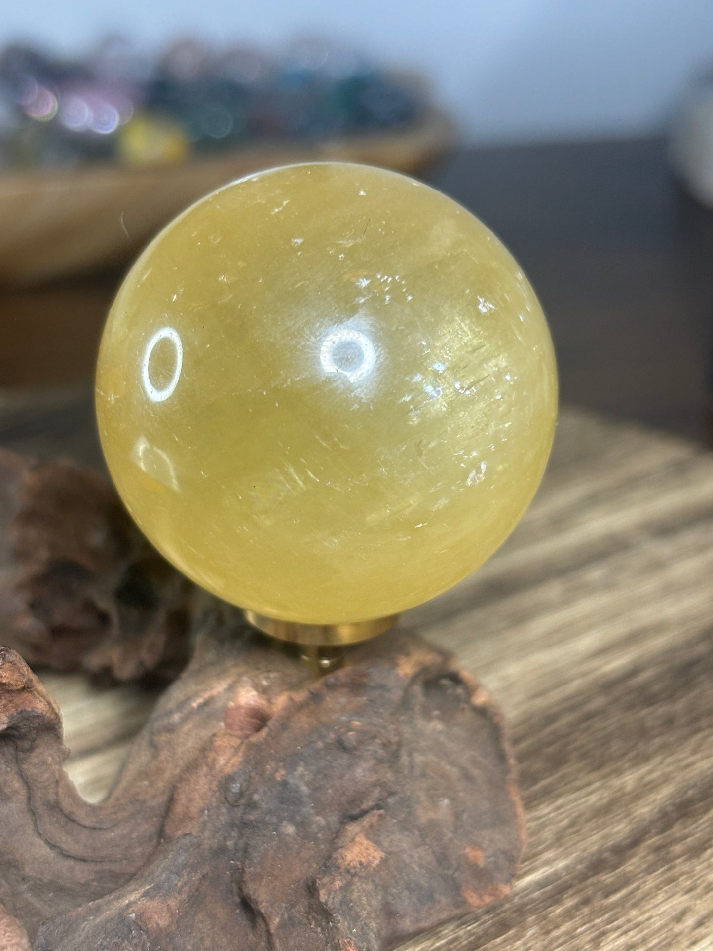 Honey calcite sphere