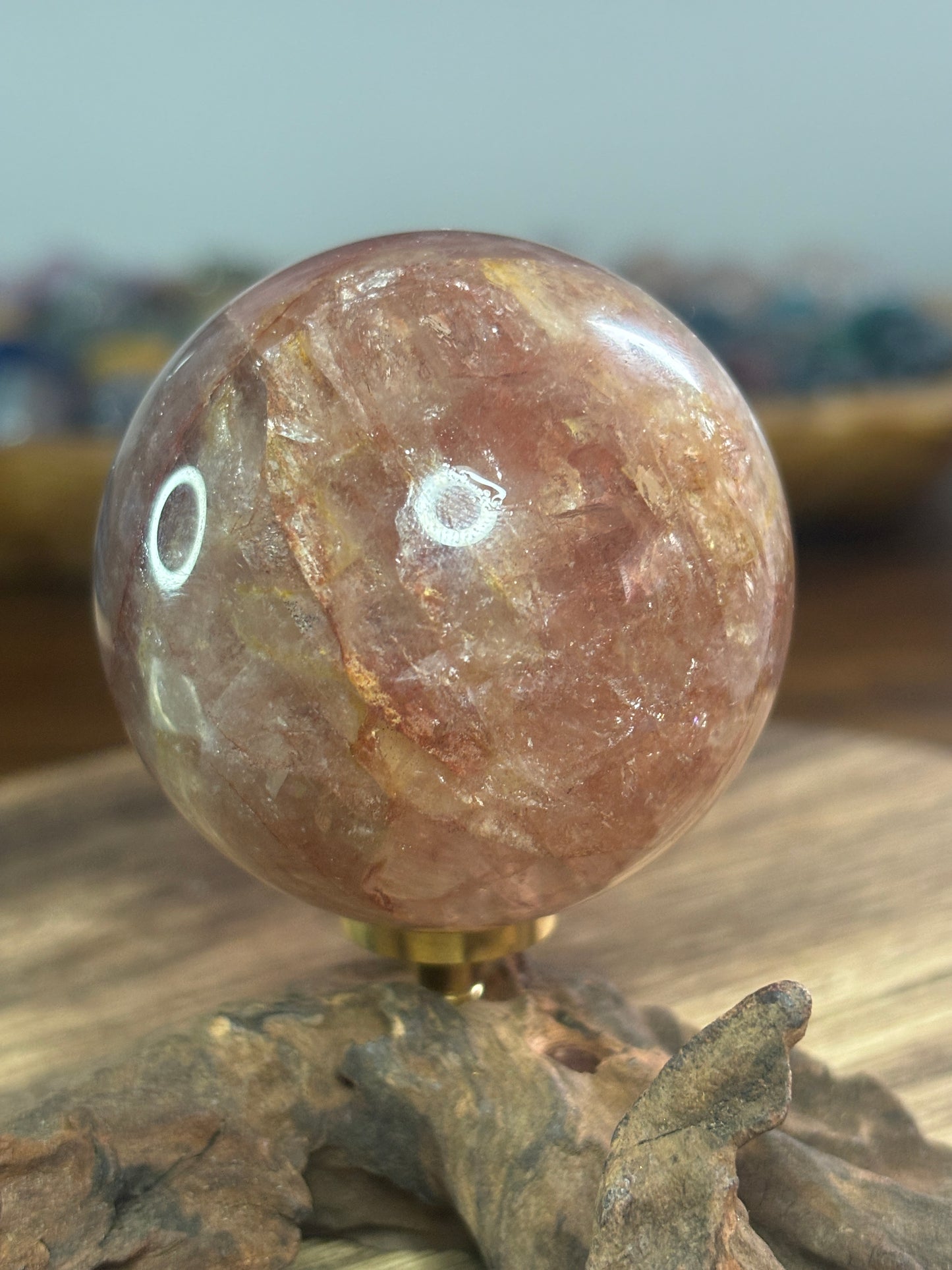 Fire quartz sphere