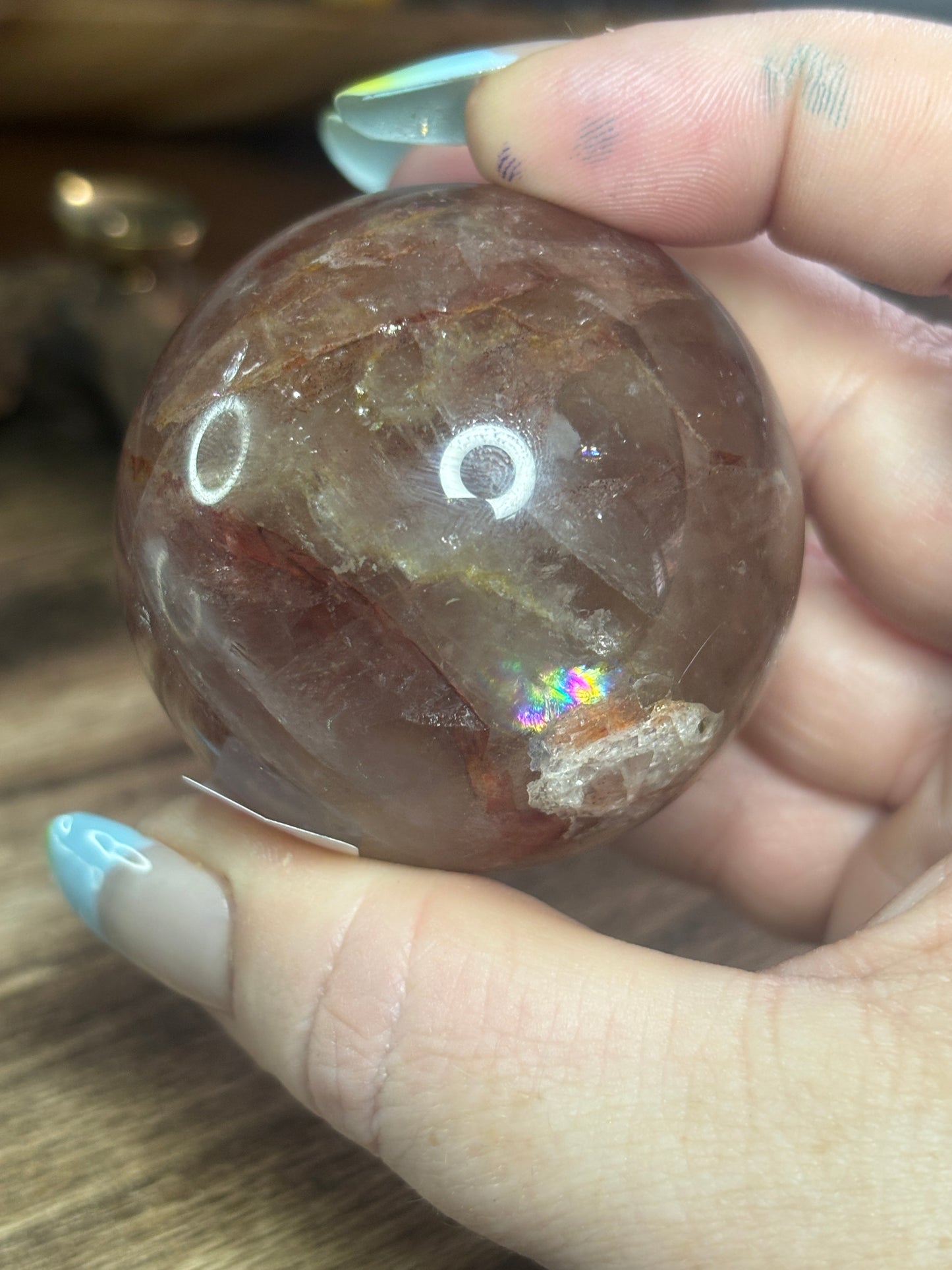 Fire quartz sphere