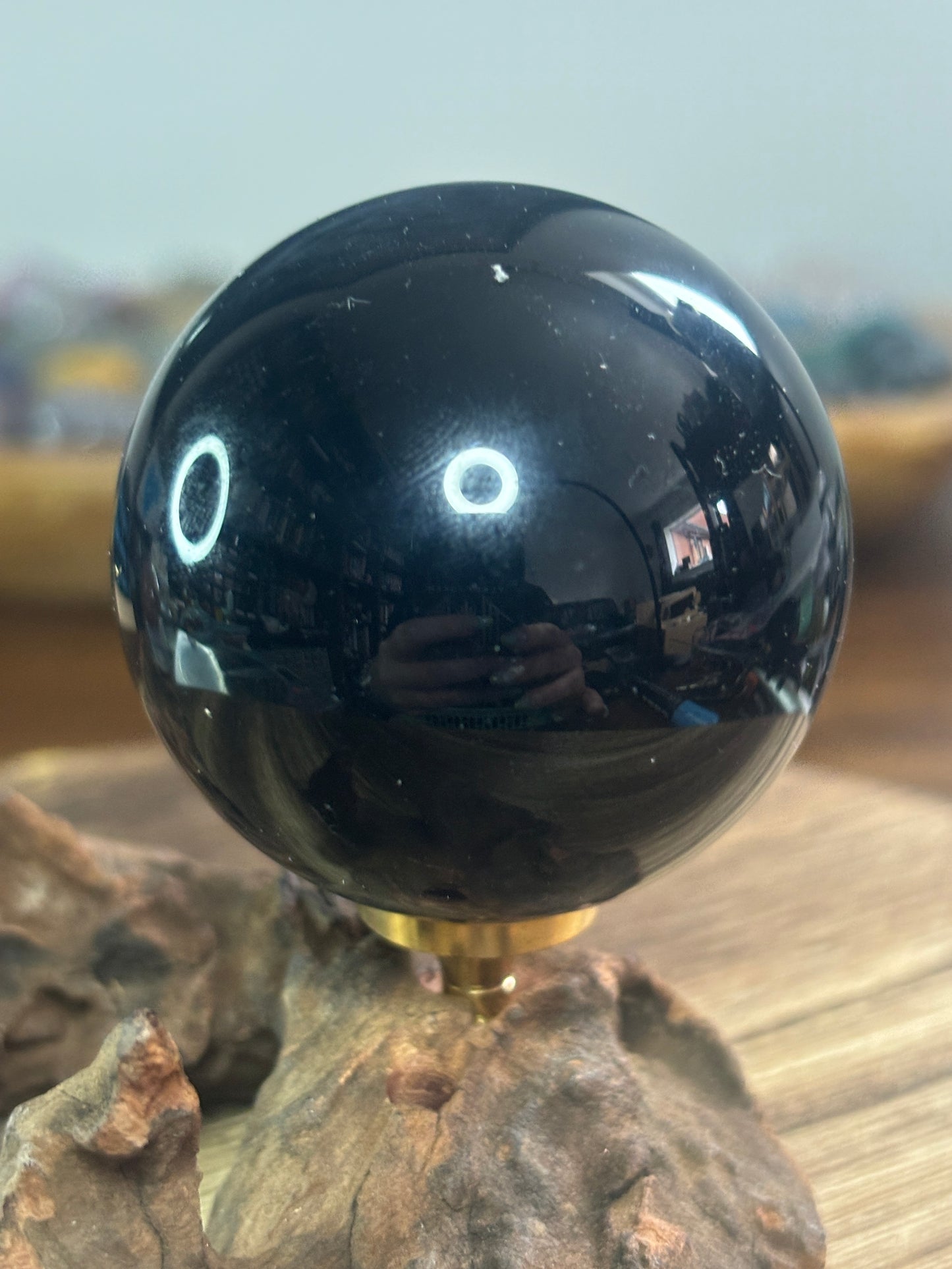 Black obsidian sphere