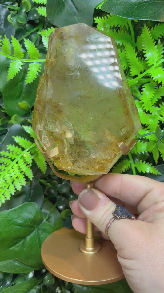 Part raw Golden Healer free form on custom stand